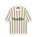 Cream & Olive Stripe Zip Polo