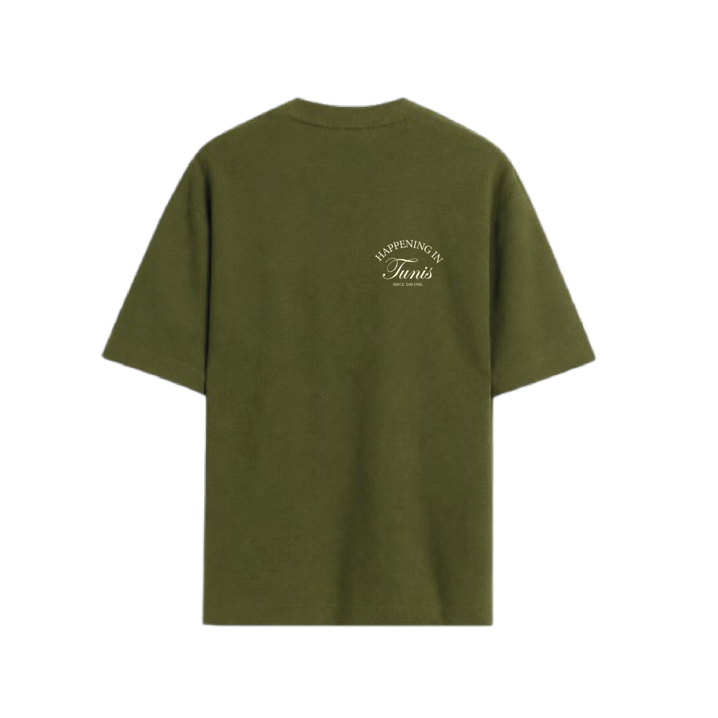 Happening in Tunis Olive Green Tee
