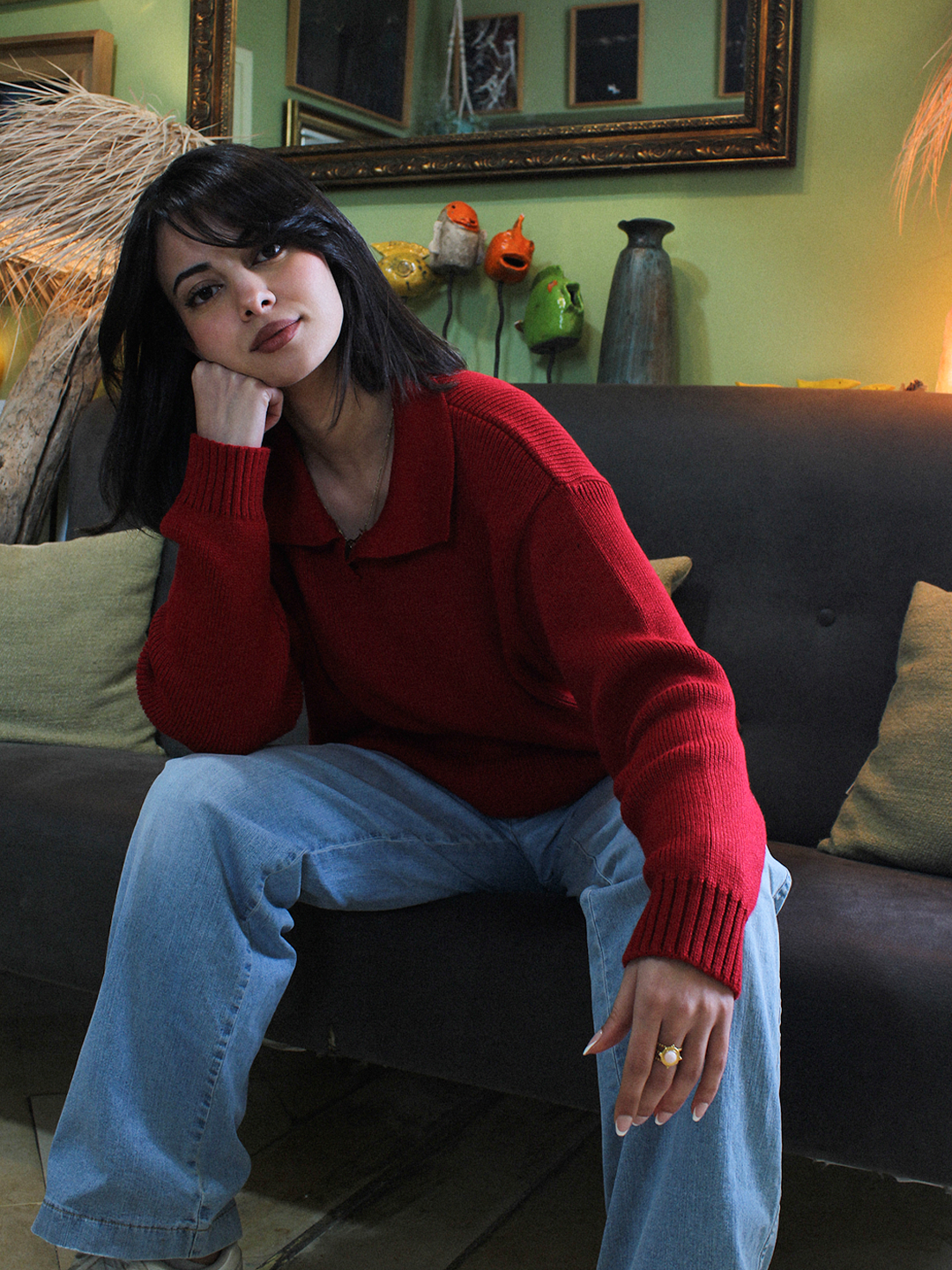Happening in Tunis Red Knitted Polo